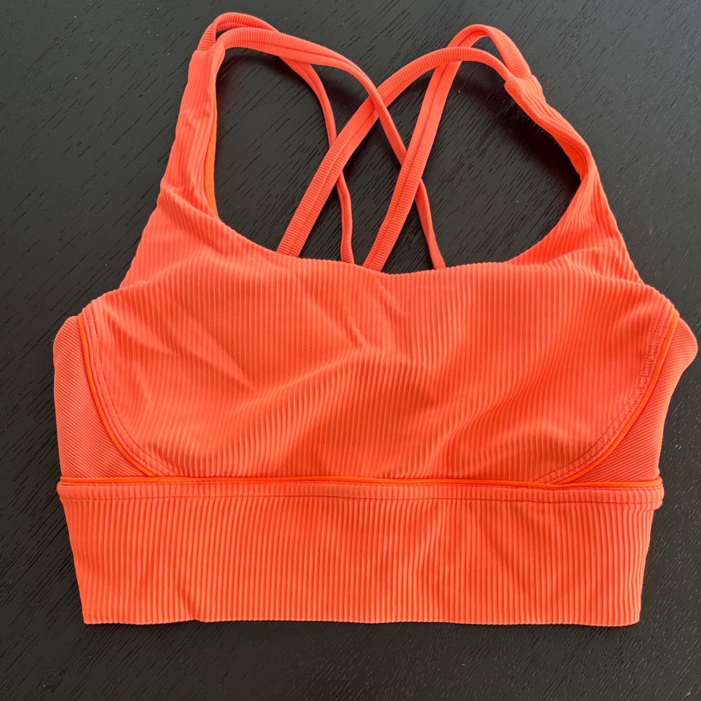 Lululemon Athletica neon Orange energy Sports Bra